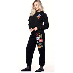 Riley Vintage  Set All Patched Up  Set Sweatsuit Size L Black Made in USA